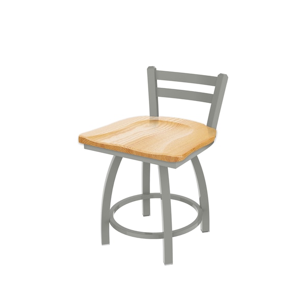 Holland Bar Stool Co 18" Low Back Swivel Vanity Stool, Nickel Finish, Nat Oak Seat 41118ANNatOak - main
